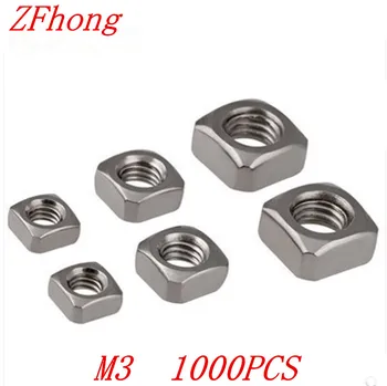 1000pcs DIN557 M3 A2 Stainless Steel Metric Square Nuts