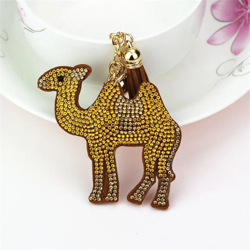 Cute Camel Keychain Full Rhinestone Crystal Keyring Car Key Chain Women Holder Ring Mix Color Wholesale Jewelry | Украшения и