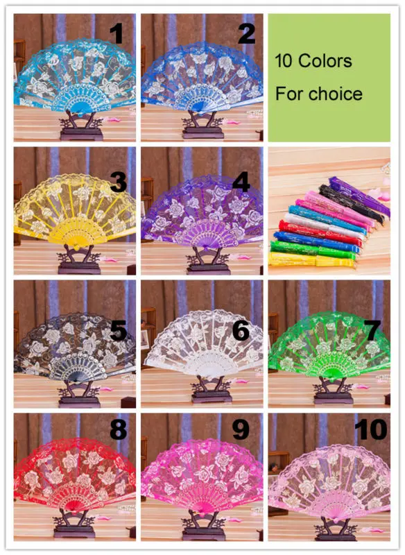 Rose lace fan 10colors