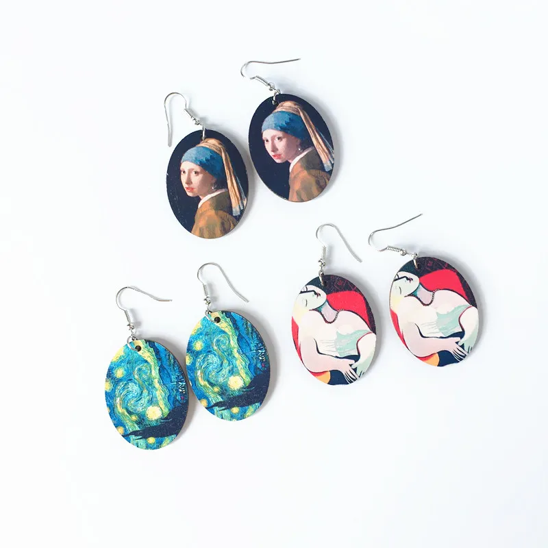Vintage Wooden Girl Oil Painting Oval drop Earrings Female Statement Jewelry Temperament Simple Exaggerated Personality Earring
Vintage Wooden Girl Oil Painting Oval drop Earrings Female Statement Jewelry Temperament Simple Exaggerated Personality Earring