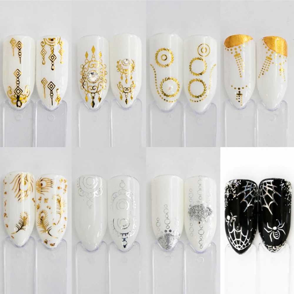30 sheets/set DIY Gold Silver Color Nail Sticker Water Transfer Beauty Flower Spider Feather Design Watermark Nail Decoration
30 sheets/set DIY Gold Silver Color Nail Sticker Water Transfer Beauty Flower Spider Feather Design Watermark Nail Decoration