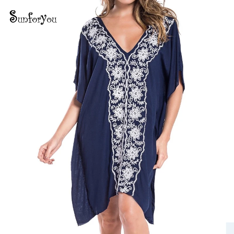 Cotton Embroidery Swimsuit Cover up Beach Tunic Swim cover up for Women Cover ups Pareo Beach Vestido Playa 2019 Beach Dresses
Cotton Embroidery Swimsuit Cover up Beach Tunic Swim cover up for Women Cover ups Pareo Beach Vestido Playa 2019 Beach Dresses