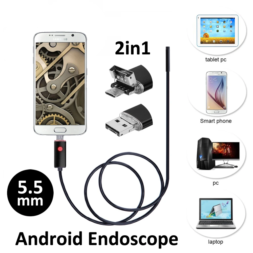2 в 1 USB эндоскоп с камерой 5 мм м/5 м|camera hat|camera camera casecamera shoe |