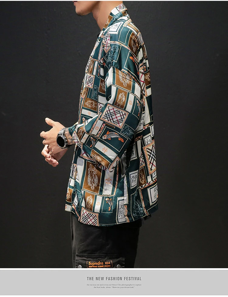 Korean Oversized Shirt Men Short Sleeve Vintage Summer Mens Shirts (13)
