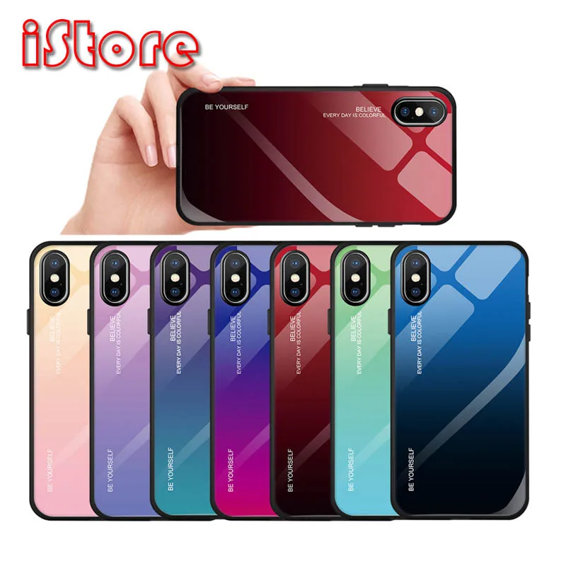 TPU soft edge Gradient glass back phone case for Apple X iPhone 11 Pro max 6 6s 7 8 Plus Xs XsMAX Xr protective case
TPU soft edge Gradient glass back phone case for Apple X iPhone 11 Pro max 6 6s 7 8 Plus Xs XsMAX Xr protective case