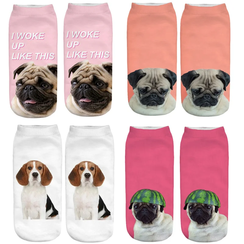 

Dreamlikelin 1 Pair 3D Cute Dogs Bulldog Woman Funny Animal Socks Unisex Ankle Sock