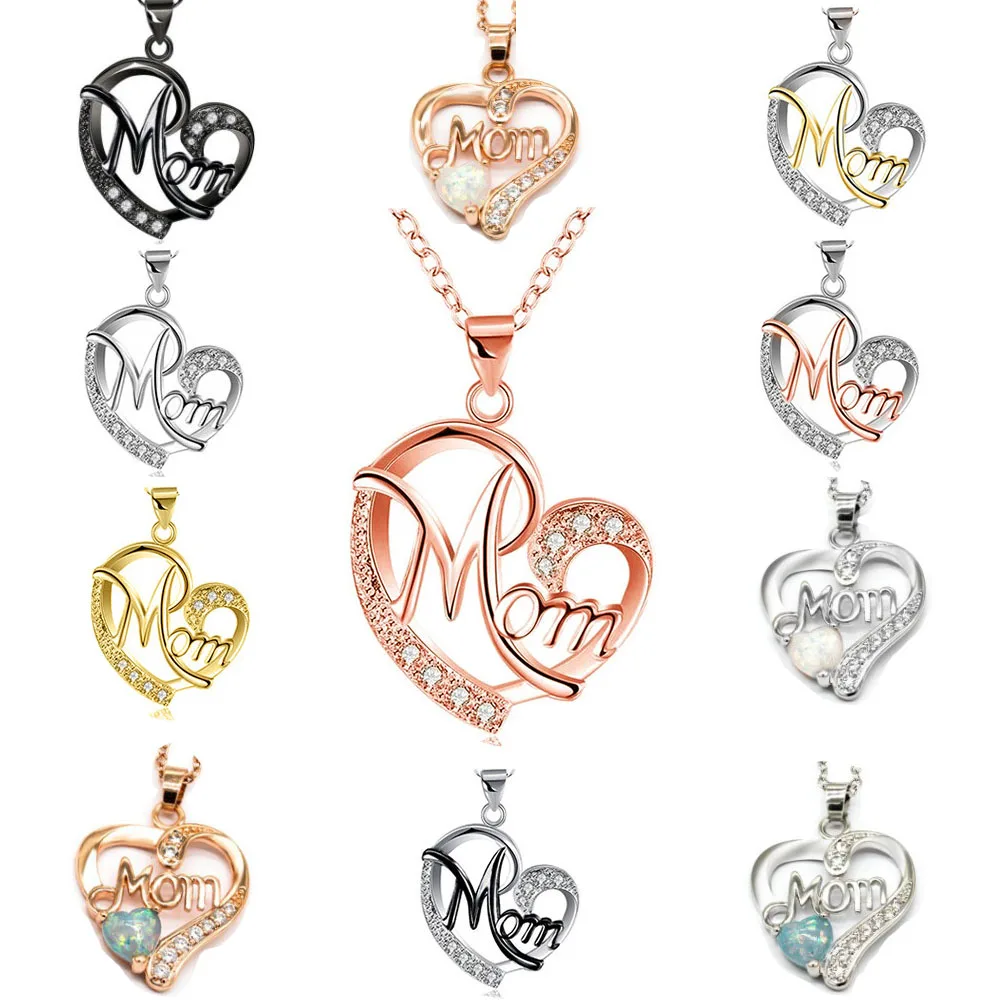 New Silver Rhinestone Mom Heart Pendant Necklace Crystal CZ Colares Feminino Women Accessories Birthday Gift For Mothers Day
New Silver Rhinestone Mom Heart Pendant Necklace Crystal CZ Colares Feminino Women Accessories Birthday Gift For Mothers Day