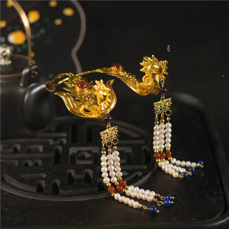 LYZ Dragon Boat Imitate Unearthed Traditional Hand Carving Copper Hair Tiara Peony Hair Sticks Hanfu Hair Jewelry Earrings 
LYZ Dragon Boat Imitate Unearthed Traditional Hand Carving Copper Hair Tiara Peony Hair Sticks Hanfu Hair Jewelry Earrings
