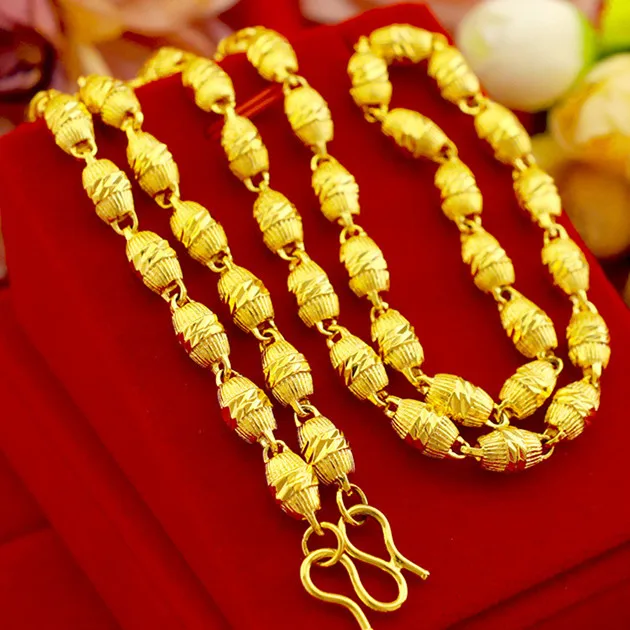 Massive Mens Necklace Pure Copper Gold Filled Olive Beads Link Chain Solid Carved Necklace 24 Inches,6mm
Massive Mens Necklace Pure Copper Gold Filled Olive Beads Link Chain Solid Carved Necklace 24 Inches,6mm