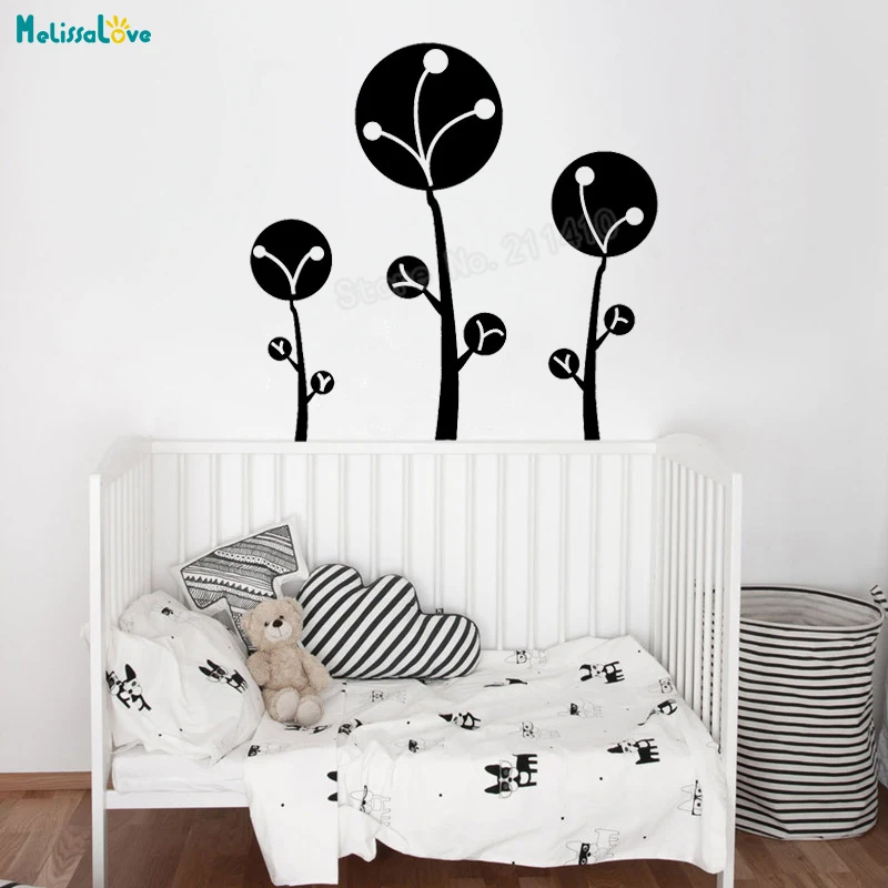 Fluffy Trees Wall Sticker New Design Murals Home Decoration For Kids Room Nursery Self-adhesive Unique Lovely Decals YT459 | Дом и сад