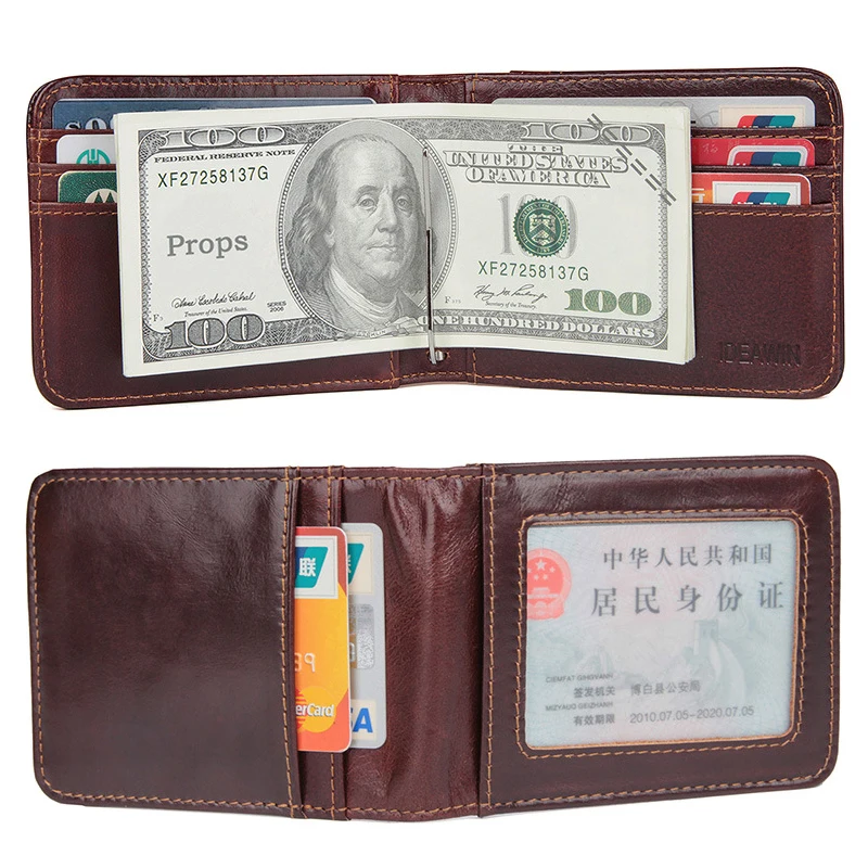 RFID Blocking Mens Genuine Cow Leather Vintage Minimalist Money Clip Wallets Slim Small Compact Card and Cash Clip Purse for Man
RFID Blocking Mens Genuine Cow Leather Vintage Minimalist Money Clip Wallets Slim Small Compact Card and Cash Clip Purse for Man
