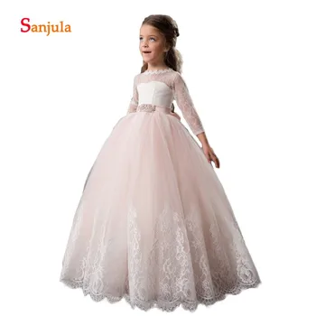 Light Pink Girls Party Dresses Long Illusion O-Neck Ball Gown Lace Flower Girls Dresses with Sleeves vestido menina festa D113
Light Pink Girls Party Dresses Long Illusion O-Neck Ball Gown Lace Flower Girls Dresses with Sleeves vestido menina festa D113
