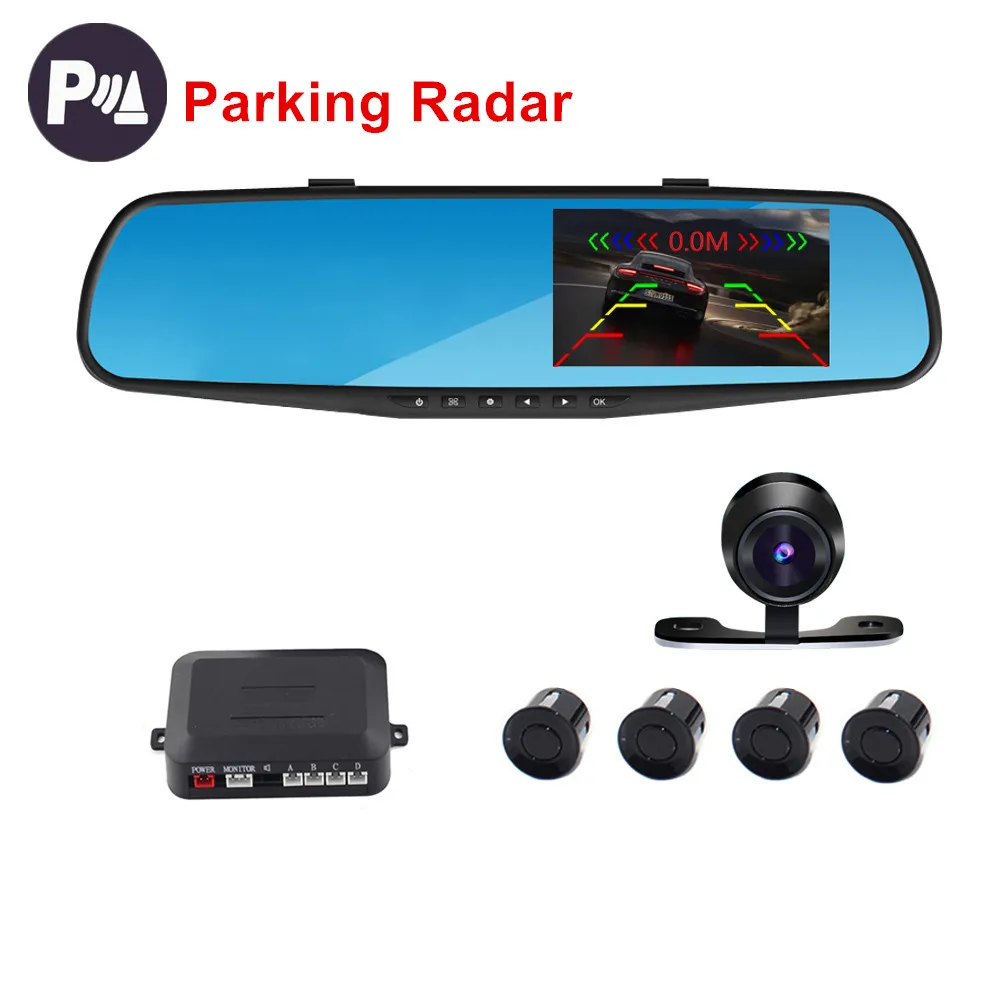 Fonwoon 4.3" Rearview Mirror Car DVR Parking Radar 4 Sensors Dash Cam Full HD 1080P Video Recorder Auto Camera Parktronic System
Fonwoon 4.3" Rearview Mirror Car DVR Parking Radar 4 Sensors Dash Cam Full HD 1080P Video Recorder Auto Camera Parktronic System