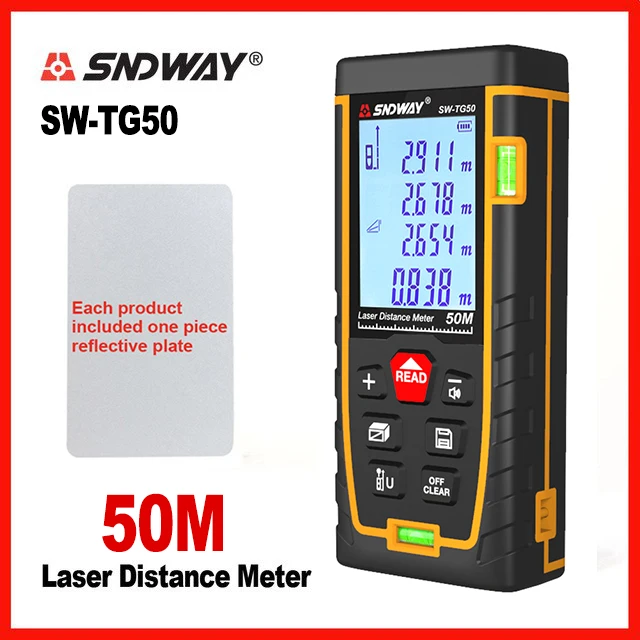 Special SNDWAY New Double Horizontal bubble Rangefinder Laser Distance Meter Range Hand Tool Device SW- T4s TG50 70 100 120
Special SNDWAY New Double Horizontal bubble Rangefinder Laser Distance Meter Range Hand Tool Device SW- T4s TG50 70 100 120