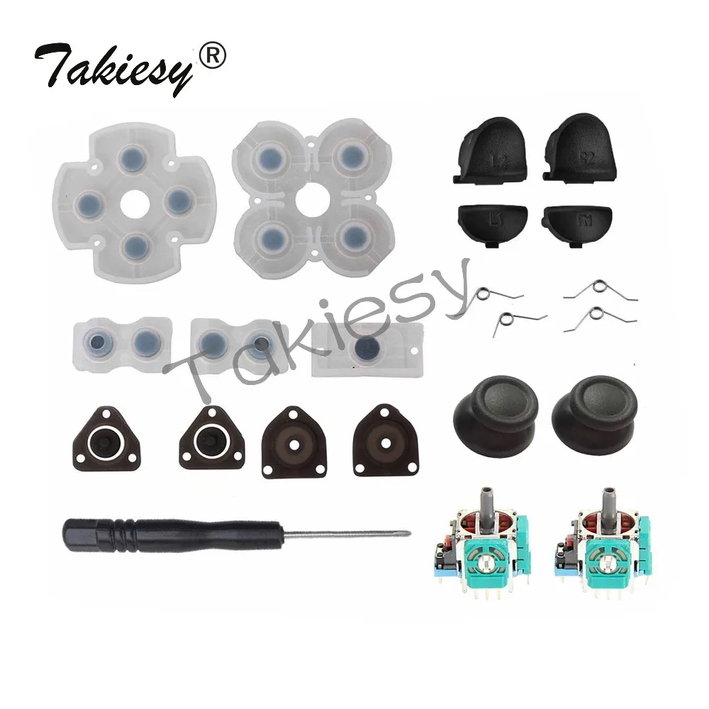 For PS4 Controller Repair Set L1 R1 L2 R2 Trigger Buttons 3D analog Joysticks Thumb Sticks Cap Conductive Rubber Screwdriver
For PS4 Controller Repair Set L1 R1 L2 R2 Trigger Buttons 3D analog Joysticks Thumb Sticks Cap Conductive Rubber Screwdriver