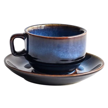 KINGLANG Ceramic coffee cup and saucer set creative breakfast cup afternoon tea Japanese style simple retro blue utensils
KINGLANG Ceramic coffee cup and saucer set creative breakfast cup afternoon tea Japanese style simple retro blue utensils