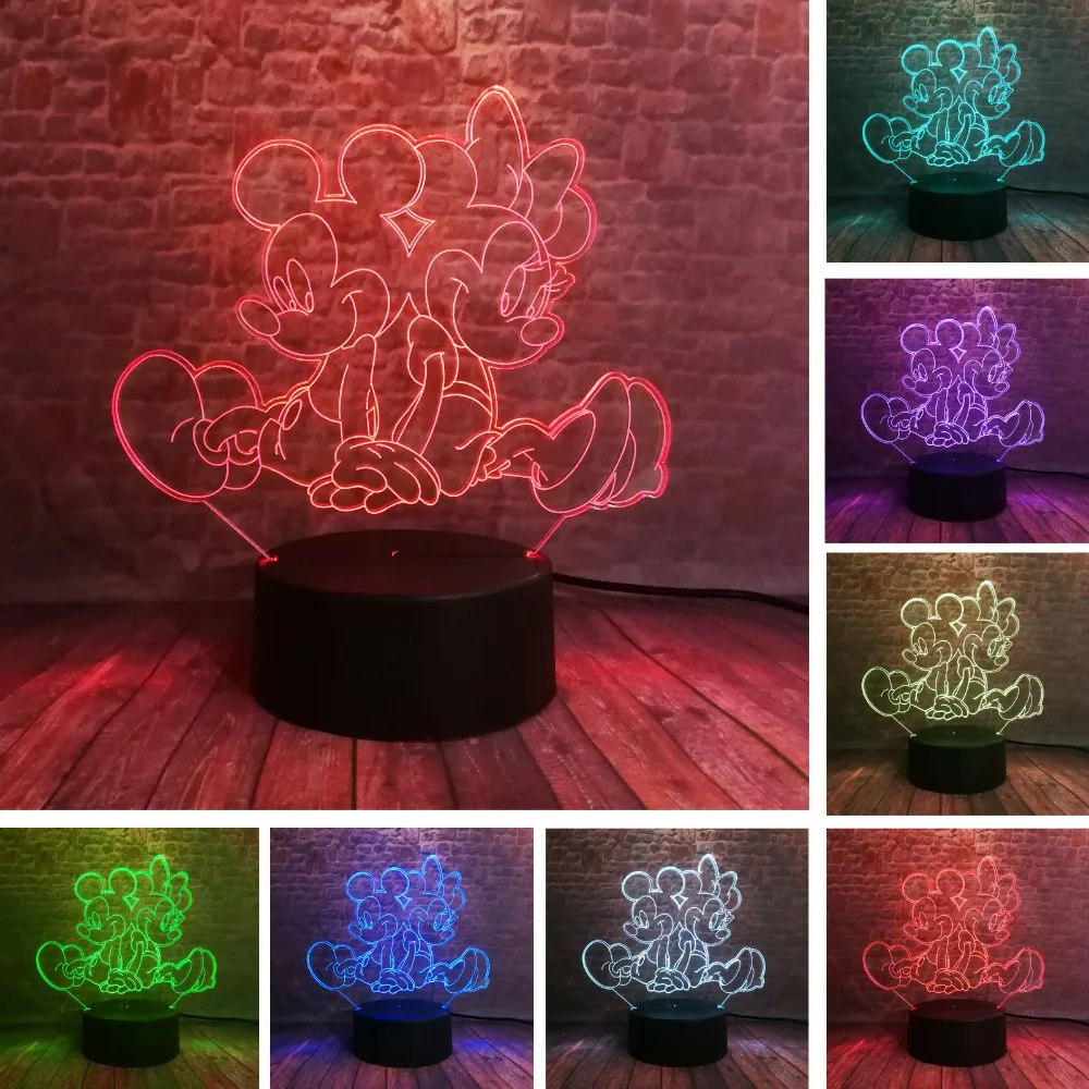 Sitting Playing Minnie Mickey Mouse 3D LED Night 7 Colors USB Hologram Light Baby Sleeping Decor Friend Toys Gifts Dropshipping
Sitting Playing Minnie Mickey Mouse 3D LED Night 7 Colors USB Hologram Light Baby Sleeping Decor Friend Toys Gifts Dropshipping