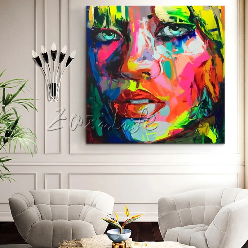 

Palette knife painting portrait Palette knife Face Oil painting Impasto figure on canvas Hand painted Francoise Nielly 15-22