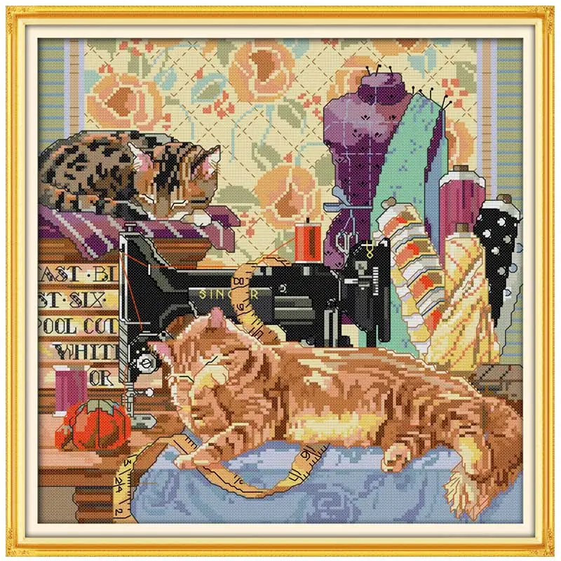 The Cat Beside Sewing Machine Counted Cross Stitch 11CT 14CT Cross Stitch Sets Wholesale Cross-stitch Kits Embroidery Needlework
The Cat Beside Sewing Machine Counted Cross Stitch 11CT 14CT Cross Stitch Sets Wholesale Cross-stitch Kits Embroidery Needlework