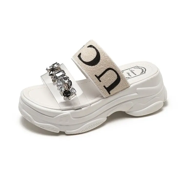 Luxury Designer Crystal Wedges Chunky Heels Brand Women Slippers Summer Platform Beach Shoes High Heeled Red Slippers
Luxury Designer Crystal Wedges Chunky Heels Brand Women Slippers Summer Platform Beach Shoes High Heeled Red Slippers