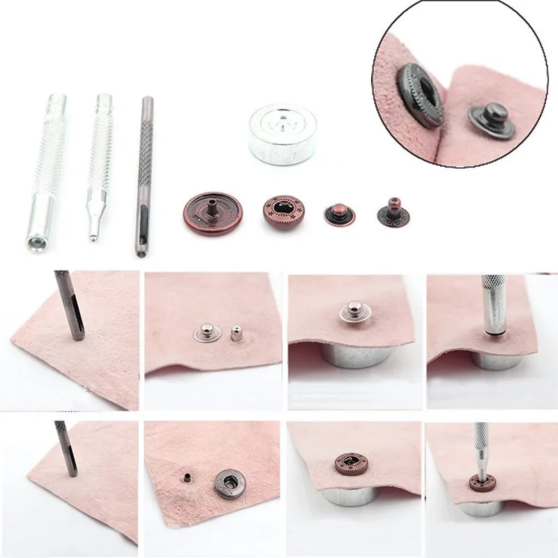 KOKNIT 11pcs Leathercraft Tool Punch Snap Kit Rivet Fastener Buttons Installation Tool Kit Kit for Leather Craft Hand Punch Tool (1)