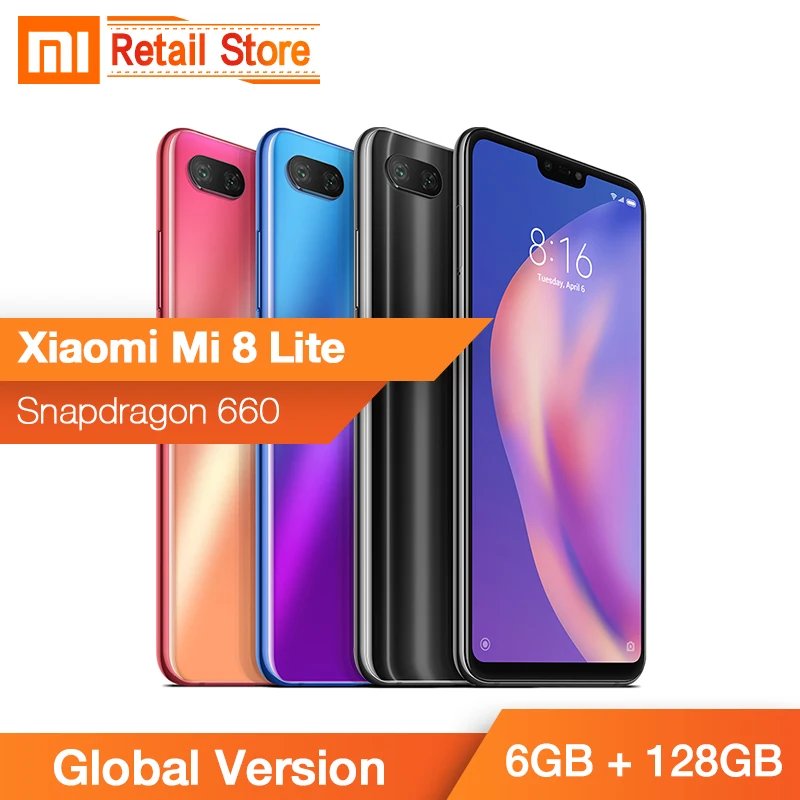 In Stocks Global Version Xiaomi Mi 8 Lite Mobile Phone 6GB RAM 128GB ROM Snapdragon 660 Octa Core 24MP Front Camera 6.26" Screen
In Stocks Global Version Xiaomi Mi 8 Lite Mobile Phone 6GB RAM 128GB ROM Snapdragon 660 Octa Core 24MP Front Camera 6.26" Screen