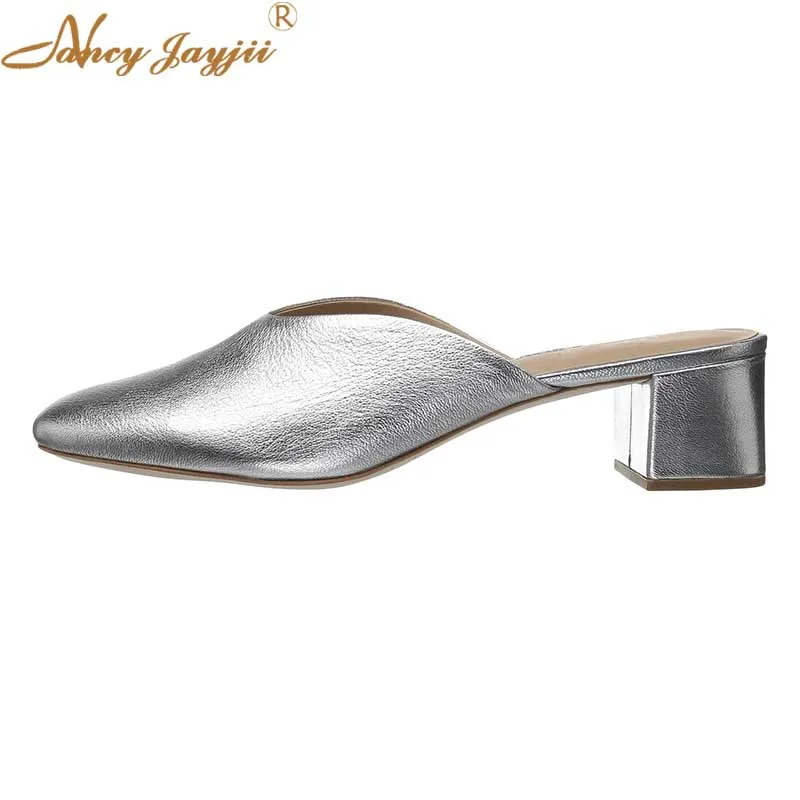 Silver Mules Low Block Heels Round Toe Fashion Ladies Slides Female for Summer Outdoor Slippers Brand Women Shoes 2019
Silver Mules Low Block Heels Round Toe Fashion Ladies Slides Female for Summer Outdoor Slippers Brand Women Shoes 2019
