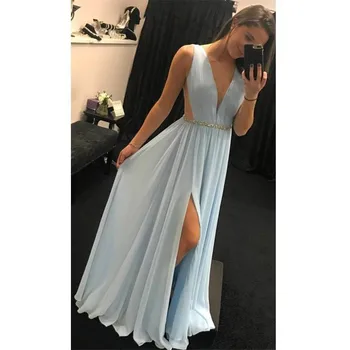 Elegant Formal Dresses Prom Long Chffion Sexy Deep V Neck Backless High Slit Women Evening Dress Plus Size Custom Party Gowns
Elegant Formal Dresses Prom Long Chffion Sexy Deep V Neck Backless High Slit Women Evening Dress Plus Size Custom Party Gowns