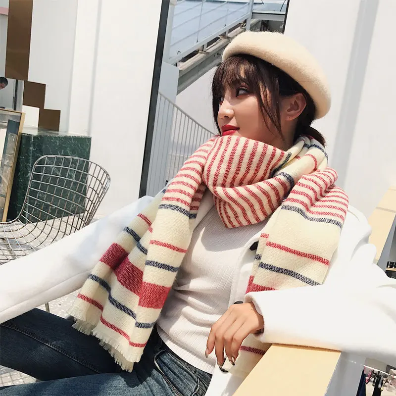 autumn and winter new long thick warm scarf unisex dual-use large shawl student fashion striped scarf
autumn and winter new long thick warm scarf unisex dual-use large shawl student fashion striped scarf