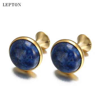 Low-key Luxury Lapis Lazuli Cufflinks for Mens Gold Color Lepton High Quality Round Lazurite Stone Cuff links Relojes gemelos 
Low-key Luxury Lapis Lazuli Cufflinks for Mens Gold Color Lepton High Quality Round Lazurite Stone Cuff links Relojes gemelos