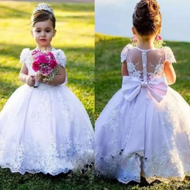Lovely Flower Girl Dresses For Bow Sleeveless Lace Applique Pearl belt Princess Beauty pageant Holy Communion Dresses
Lovely Flower Girl Dresses For Bow Sleeveless Lace Applique Pearl belt Princess Beauty pageant Holy Communion Dresses