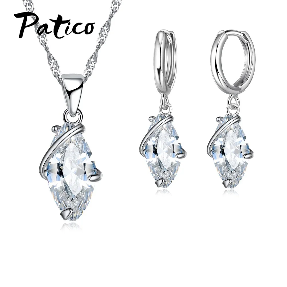 Engagement/Bride Simple Jewelry 925 Sterling Silver Women's/Girl's Clear CZ Chain Necklace + Earrings Wedding Jewelry Set
Engagement/Bride Simple Jewelry 925 Sterling Silver Women's/Girl's Clear CZ Chain Necklace + Earrings Wedding Jewelry Set