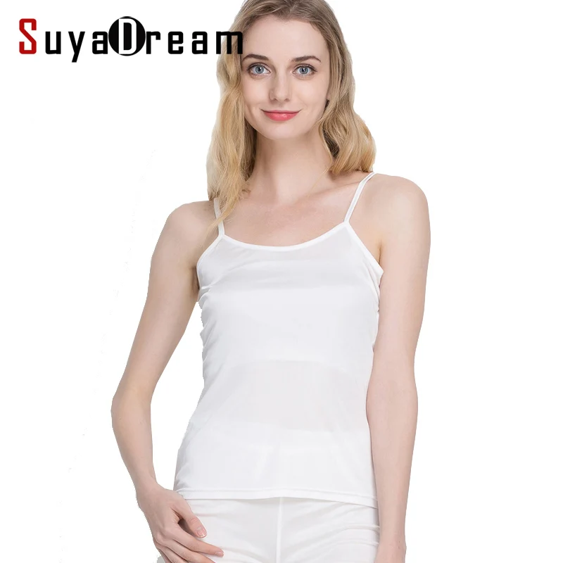 Image Women silk Camis 100% Natural silk Basic Camisoles Comfortable Silk tank tops 2017 Summer halter top Black White Nude Pink