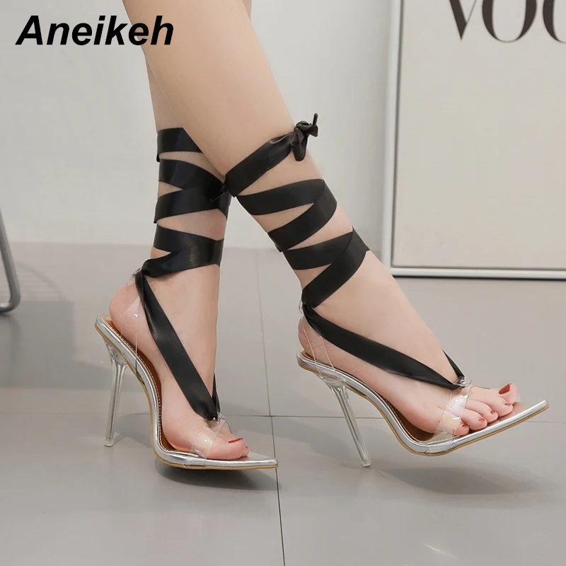 Aneikeh 2019 Classic Gladiator PU Summer Ladies Sandals Women Transparent Lace-Up Pointed Toe Thin High Heel Silver Size 35-40
Aneikeh 2019 Classic Gladiator PU Summer Ladies Sandals Women Transparent Lace-Up Pointed Toe Thin High Heel Silver Size 35-40