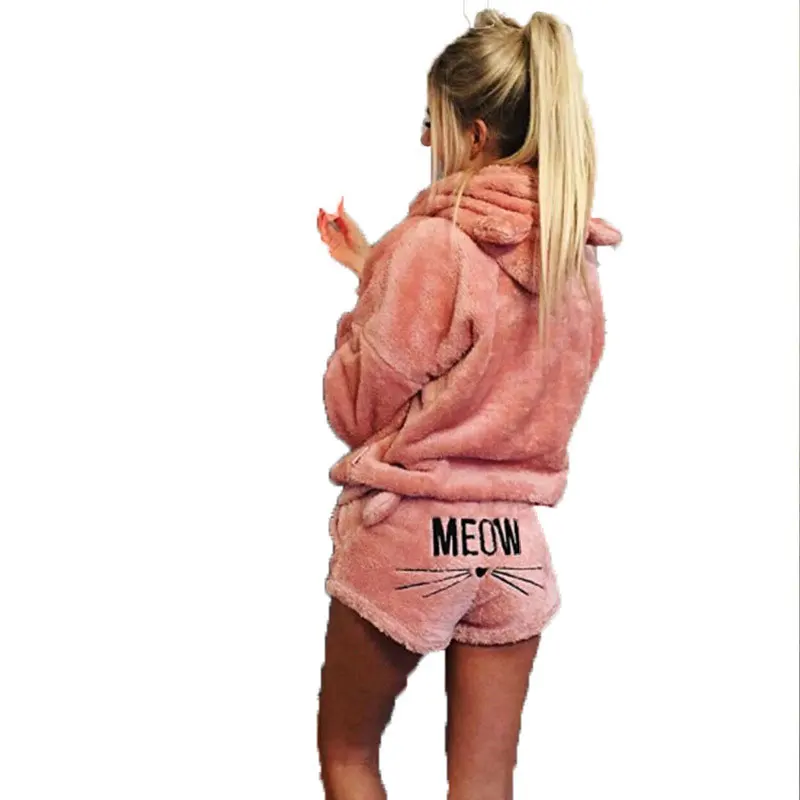 Autumn winter new women pajamas set coral fleece hoodie + shorts 2-piece suit fashion casual sports thickene warm flannel pijama
Autumn winter new women pajamas set coral fleece hoodie + shorts 2-piece suit fashion casual sports thickene warm flannel pijama