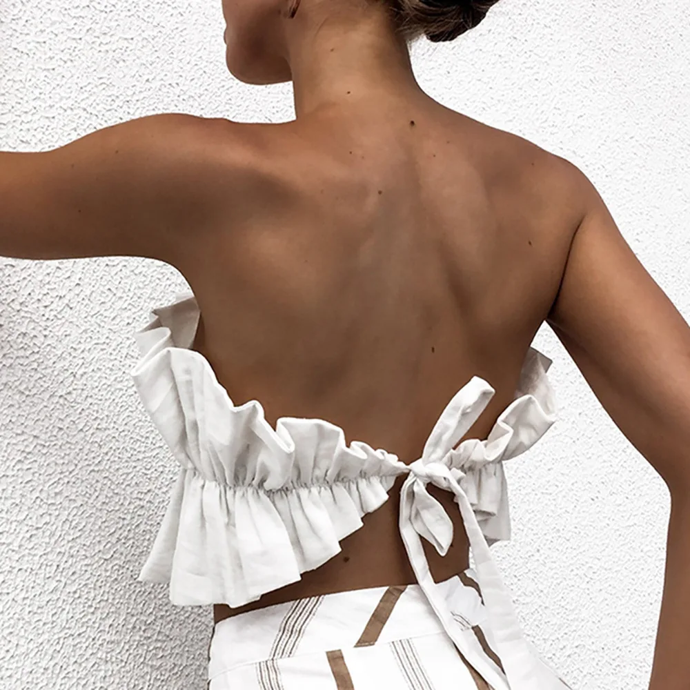 Sexy Streetwear Ruffle Strapless Top Casual Solid Color Crop Tops Women Short Slim Cropped Tops Vintage Party Fashion Camis
Sexy Streetwear Ruffle Strapless Top Casual Solid Color Crop Tops Women Short Slim Cropped Tops Vintage Party Fashion Camis