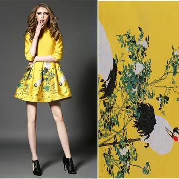 High quality chemical fiber brocade jacquard Red-crowned crane fabric for felt patchwork sewing dress women clothing
High quality chemical fiber brocade jacquard Red-crowned crane fabric for felt patchwork sewing dress women clothing