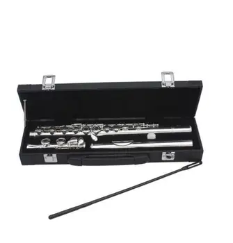 16 hole / key C adjustable nickel flute plus E key silver plated flute wooden box
16 hole / key C adjustable nickel flute plus E key silver plated flute wooden box
