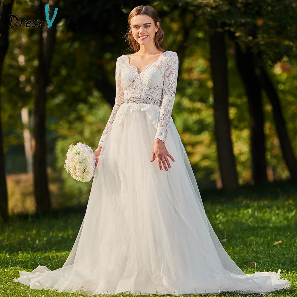 Dressv ivory wedding dress v neck a line long sleeves bridal beading outdoor&church button appliques lace wedding dresses
Dressv ivory wedding dress v neck a line long sleeves bridal beading outdoor&church button appliques lace wedding dresses
