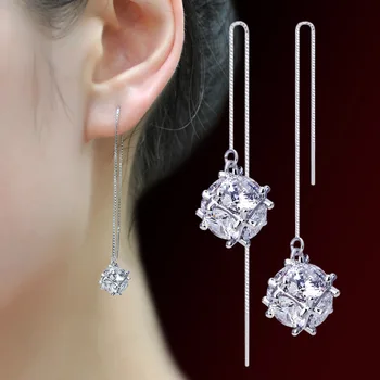 100% 925 sterling silver high quality shiny square crystal ladies long stud earrings jewelry Anti allergy female women gift
100% 925 sterling silver high quality shiny square crystal ladies long stud earrings jewelry Anti allergy female women gift