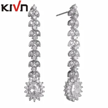KIVN Fashion Jewelry Luxury Dangle Long CZ Cubic Zirconia Bridal Wedding Earrings for Women
KIVN Fashion Jewelry Luxury Dangle Long CZ Cubic Zirconia Bridal Wedding Earrings for Women