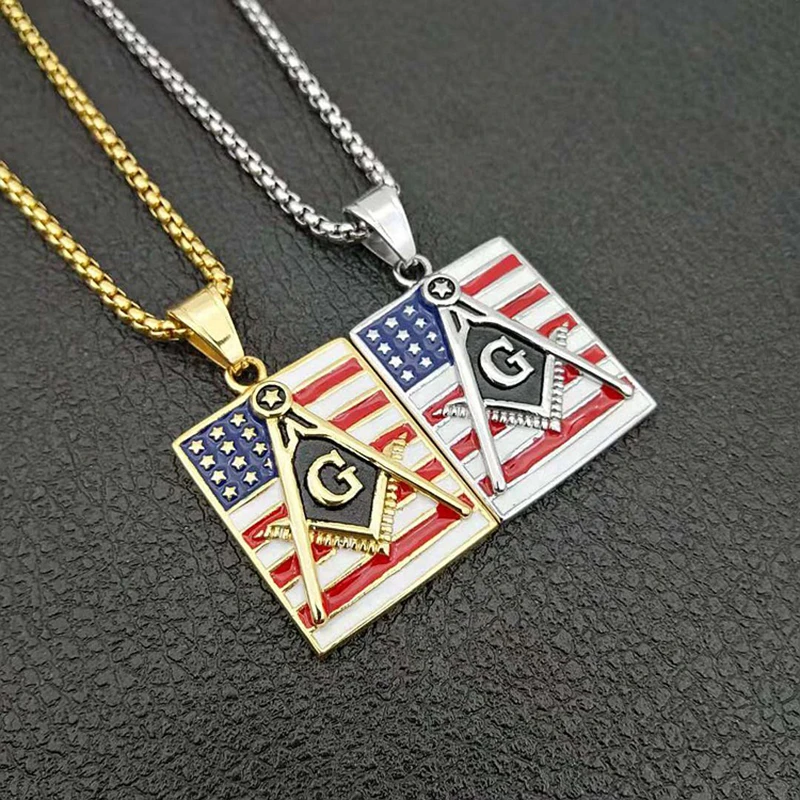 New Design American flag Masonic Pendants Necklace Gold Silver Stainless Steel Geometric Square Necklaces Men Hip Hop Jewelry
New Design American flag Masonic Pendants Necklace Gold Silver Stainless Steel Geometric Square Necklaces Men Hip Hop Jewelry