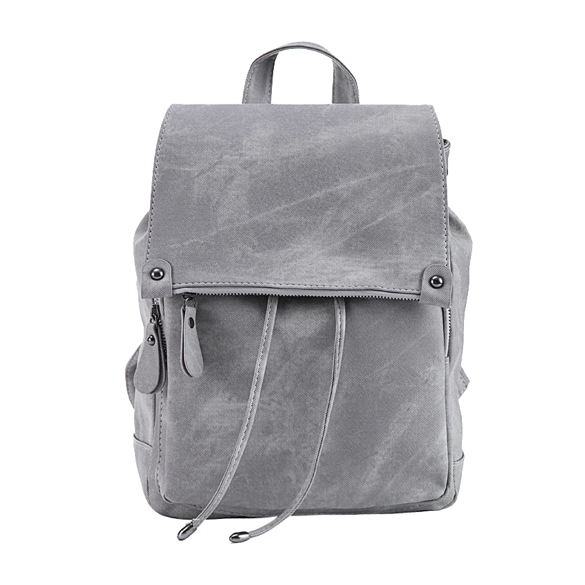 DIDA BEAR Brand Women Leather Backpacks School Bag for Teenage Girls Female Fashion Rucksack Mochila Grey Black Travel Backpack 2