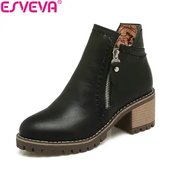 ESVEVA 2018 Women Boots Zipper Ankle Boots Handmade Western Style PU Leather Square High Heel Out Door Ladies Boots Size 34-43
ESVEVA 2018 Women Boots Zipper Ankle Boots Handmade Western Style PU Leather Square High Heel Out Door Ladies Boots Size 34-43