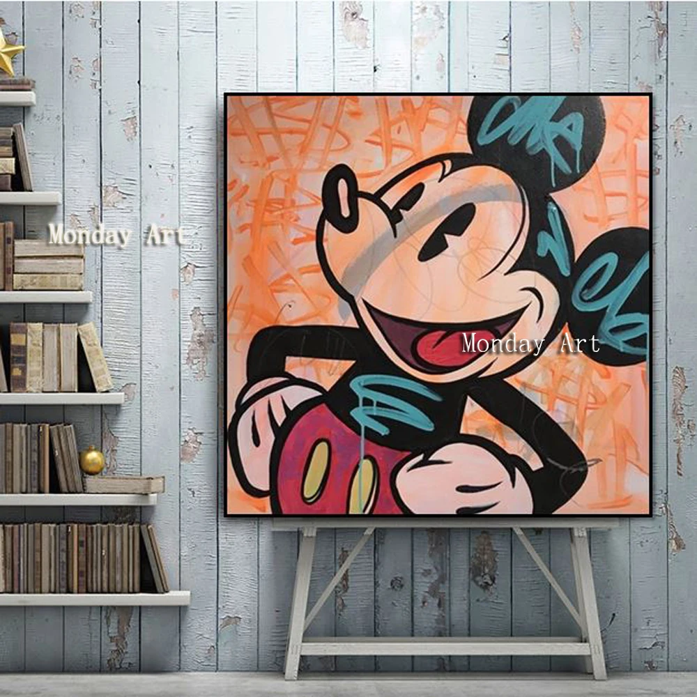 Alec Graffiti cartoon oil painting Hand painted Mickey Mouse oil painting wall pictures for living room kid's room pop artwork
Alec Graffiti cartoon oil painting Hand painted Mickey Mouse oil painting wall pictures for living room kid's room pop artwork