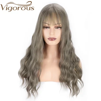 Vigorous Long Hair Wavy With Bangs Grey Brown Black 8 Colors Available Wigs for Black Women Synthetic Hair Heat Resistant Fiber
Vigorous Long Hair Wavy With Bangs Grey Brown Black 8 Colors Available Wigs for Black Women Synthetic Hair Heat Resistant Fiber
