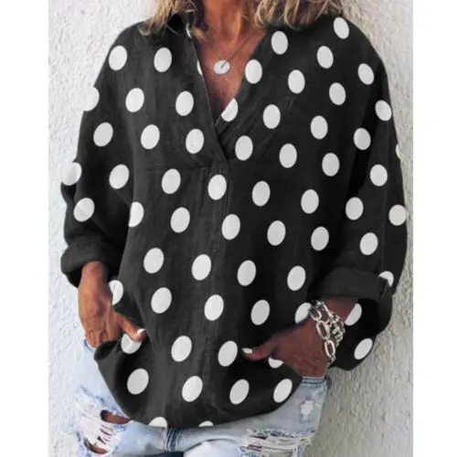 Boho Summer Women Loose Casual Polka Dot V Neck Long Sleeves Tops Shirt Blouse Plus Size
Boho Summer Women Loose Casual Polka Dot V Neck Long Sleeves Tops Shirt Blouse Plus Size