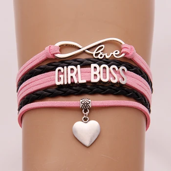 (10pcs/lot)Infinity love Crown Charm GIRL BOSS Bracelet Heart Charm Leather Wrap Bracelets Handmade Jewelry For Women Girl Boss 
(10pcs/lot)Infinity love Crown Charm GIRL BOSS Bracelet Heart Charm Leather Wrap Bracelets Handmade Jewelry For Women Girl Boss