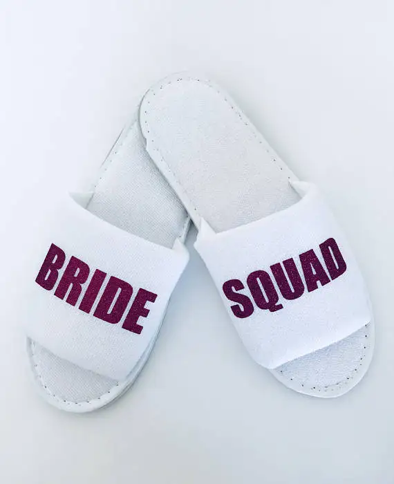 custom Bride Squad spa slippers bride-tribe bridesmaid maid-of-honour bridal-party spa day hen night wedding party favors
custom Bride Squad spa slippers bride-tribe bridesmaid maid-of-honour bridal-party spa day hen night wedding party favors