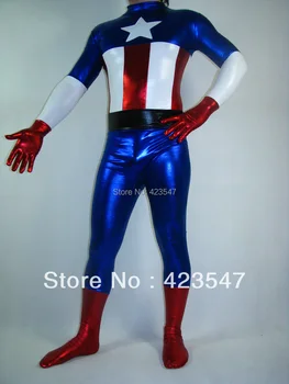 Shiny Metallic Captain America Superhero Costume Zentai Suits Halloween Party Costumes
Shiny Metallic Captain America Superhero Costume Zentai Suits Halloween Party Costumes